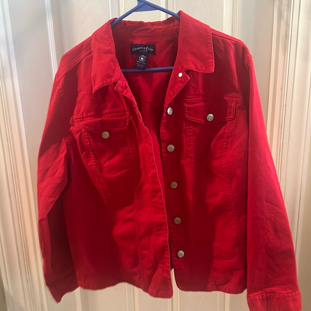Red Jean jacket